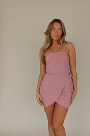 May Mauve Wrap Mini Dress