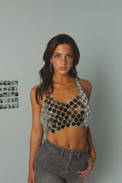 RESTOCKED :Catiana Metal Crop Top