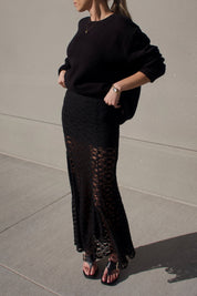 Esme Black Lace Maxi Skirt