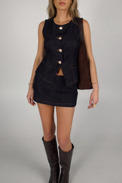 Aria Dark Wash Denim Skort