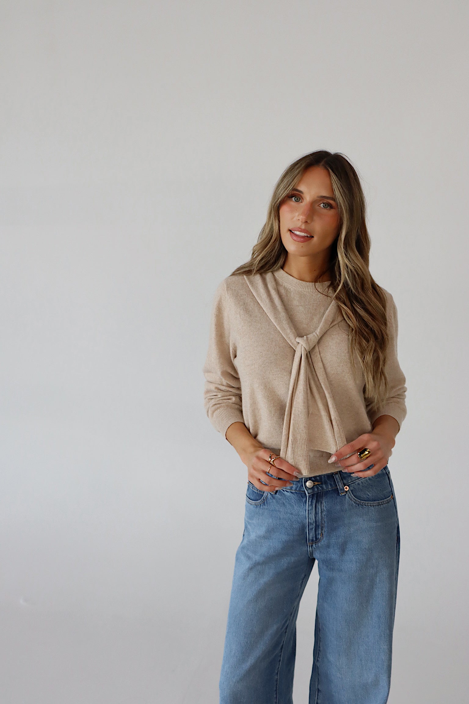 Tied Up Beige Sweater
