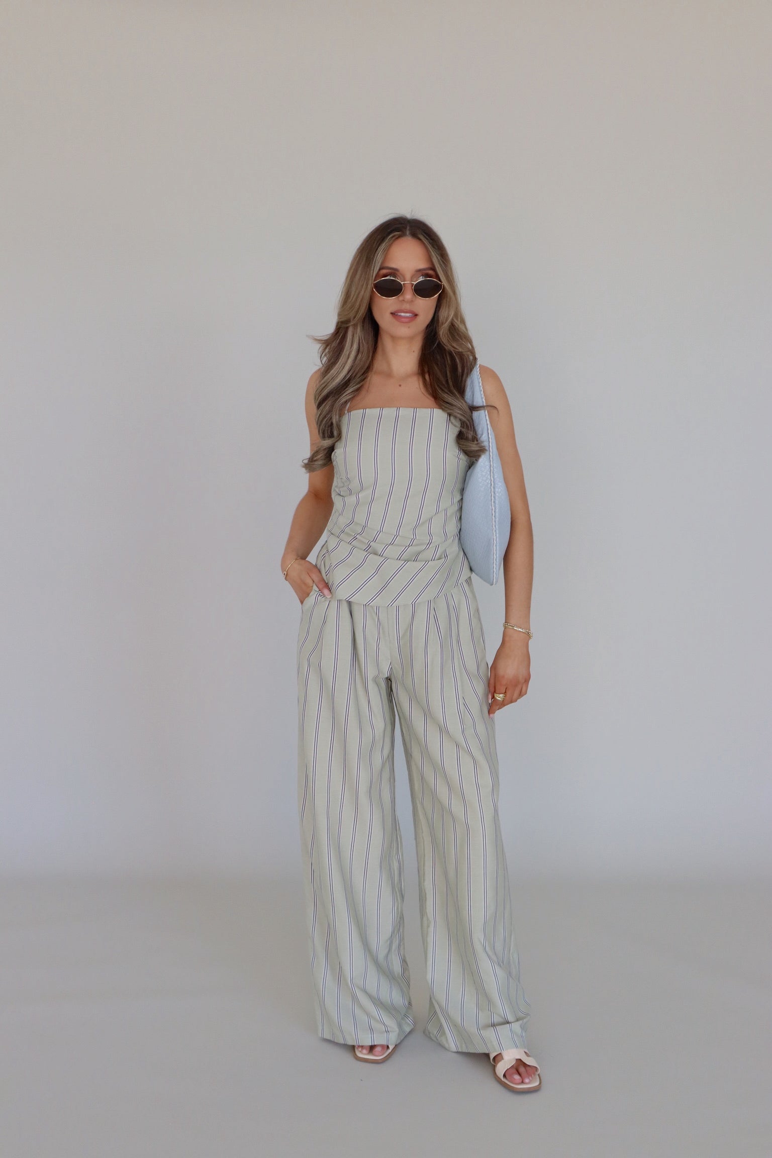 Delilah Pin Stripe Pant Set