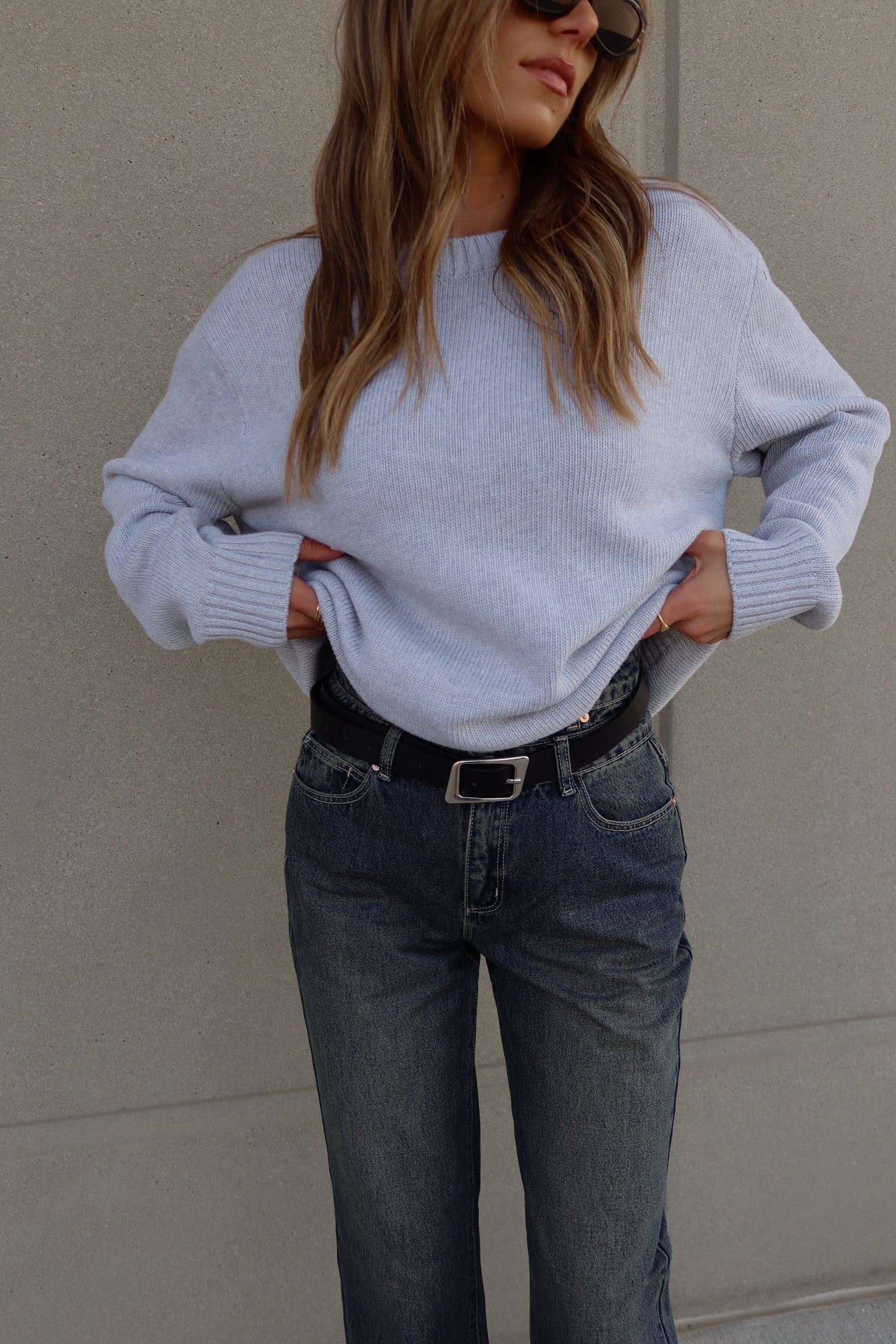 Lenny Grey Cotton Relaxed Sweater