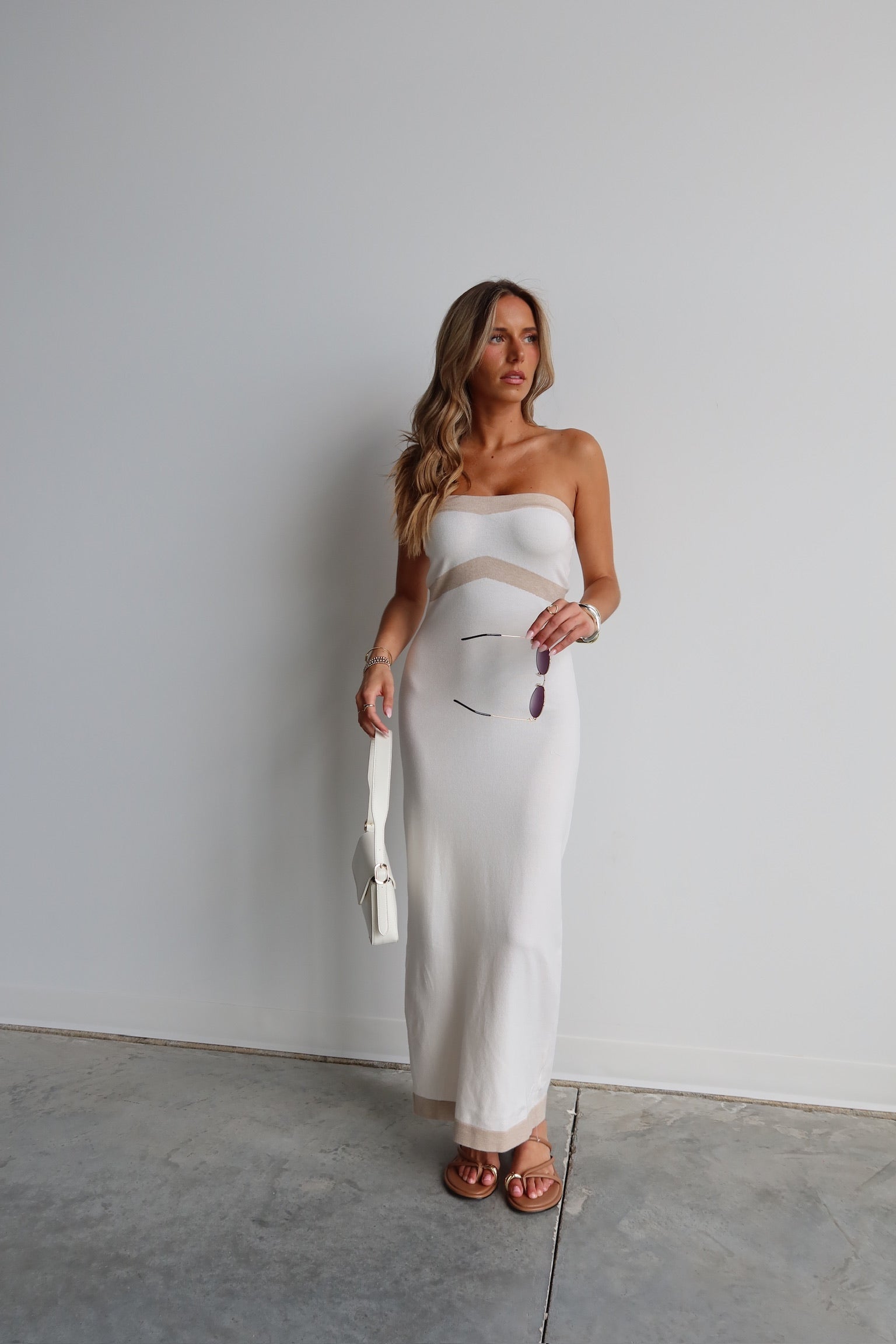 Jolie Contrast Knit Maxi Dress