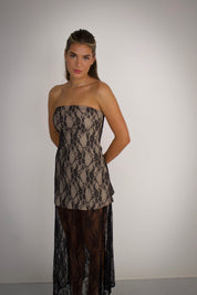 Brielle Lace Strapless Maxi Dress