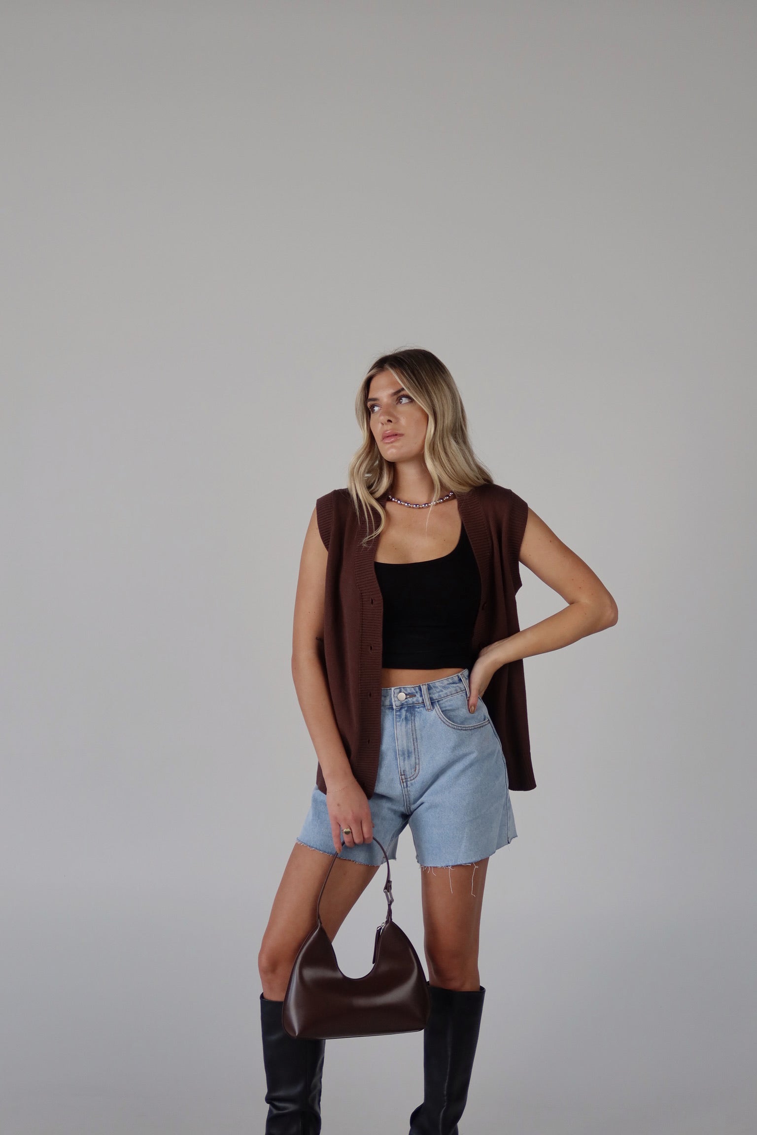 Veronica Washed High Waisted Denim Short