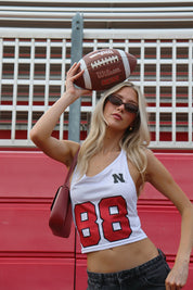 Nebraska Jersey Halter Top In White