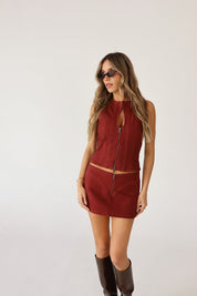 Jovie Burgundy Denim Top