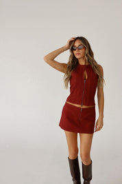 Jovie Burgundy Denim Top