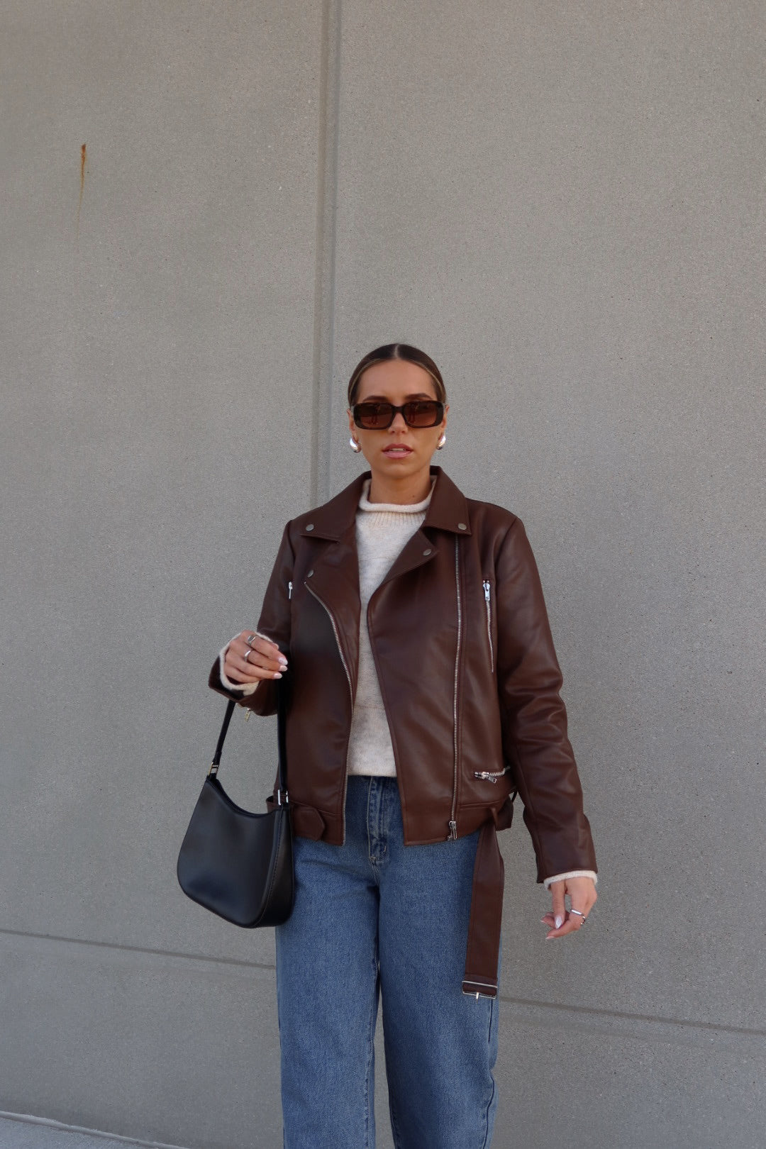 Brown Pleather Moto Jacket