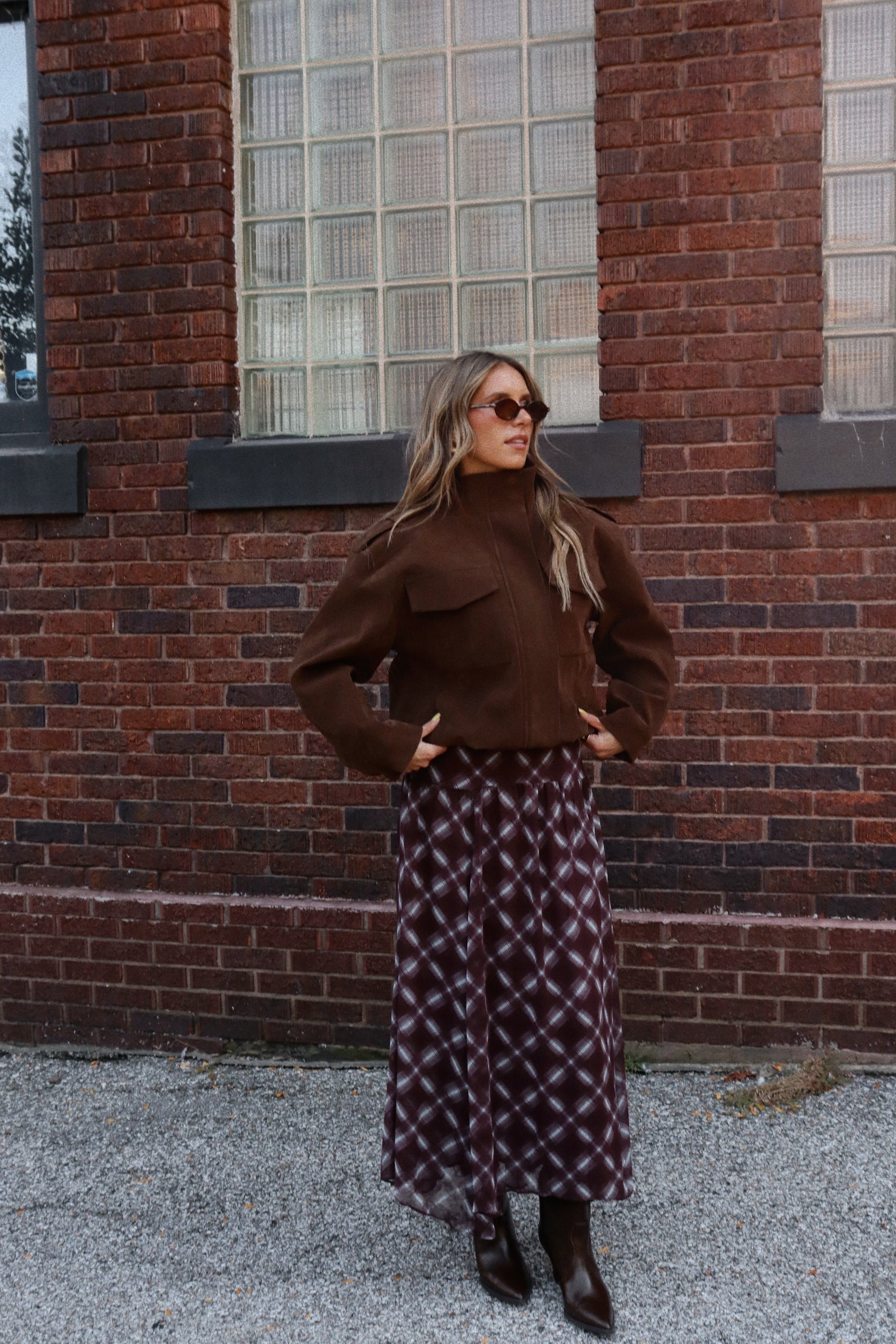 Presley Plaid Chiffon Maxi Skirt