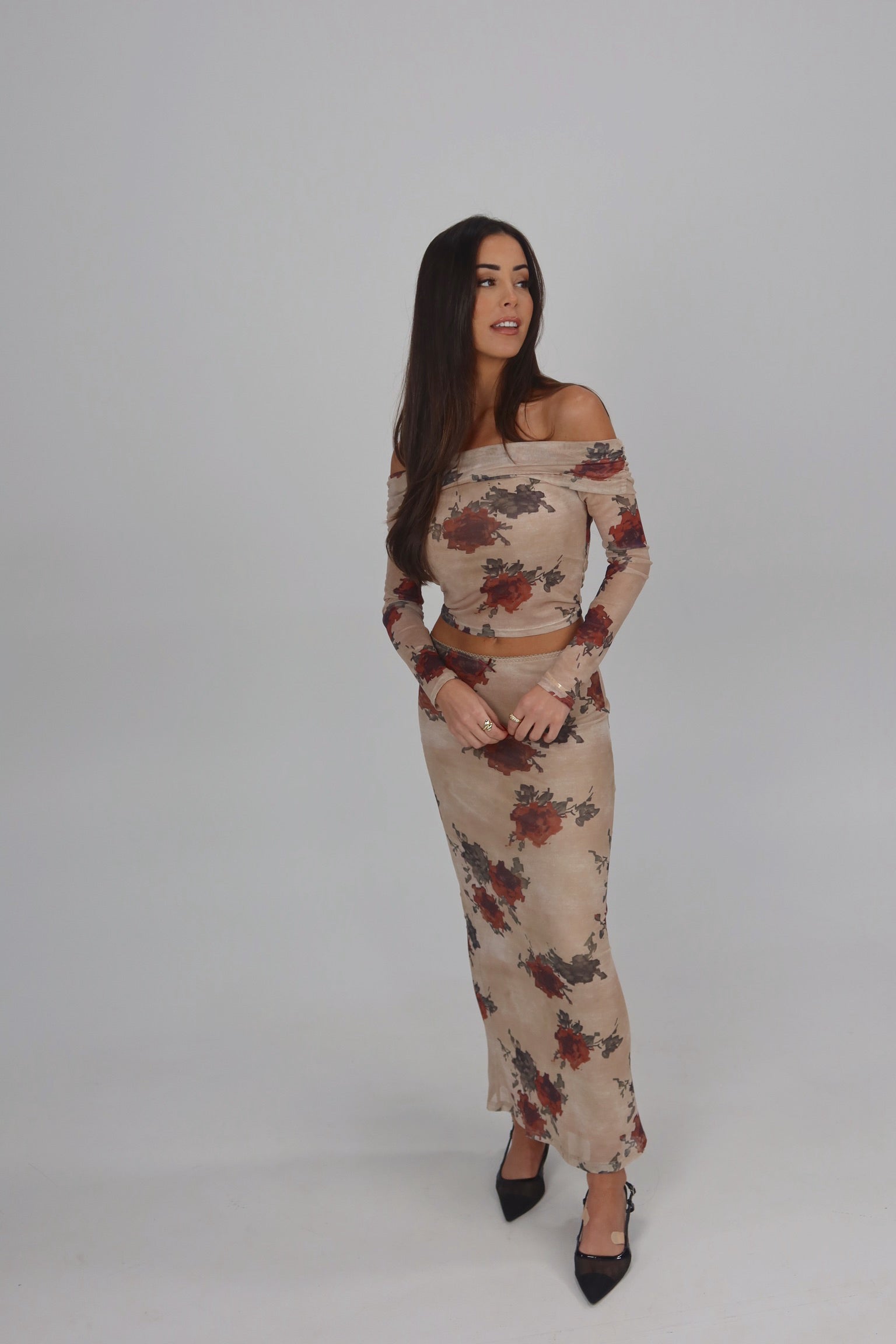 Rose Romantic Mesh Maxi Skirt