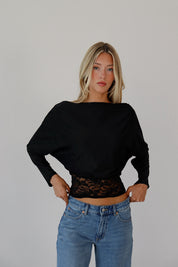 Georgie Lace Hem Long Sleeve Top