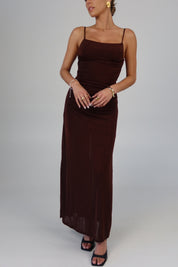 Mocha Ruched Maxi Dress