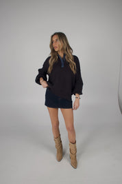 Rowan Navy Polo Sweater