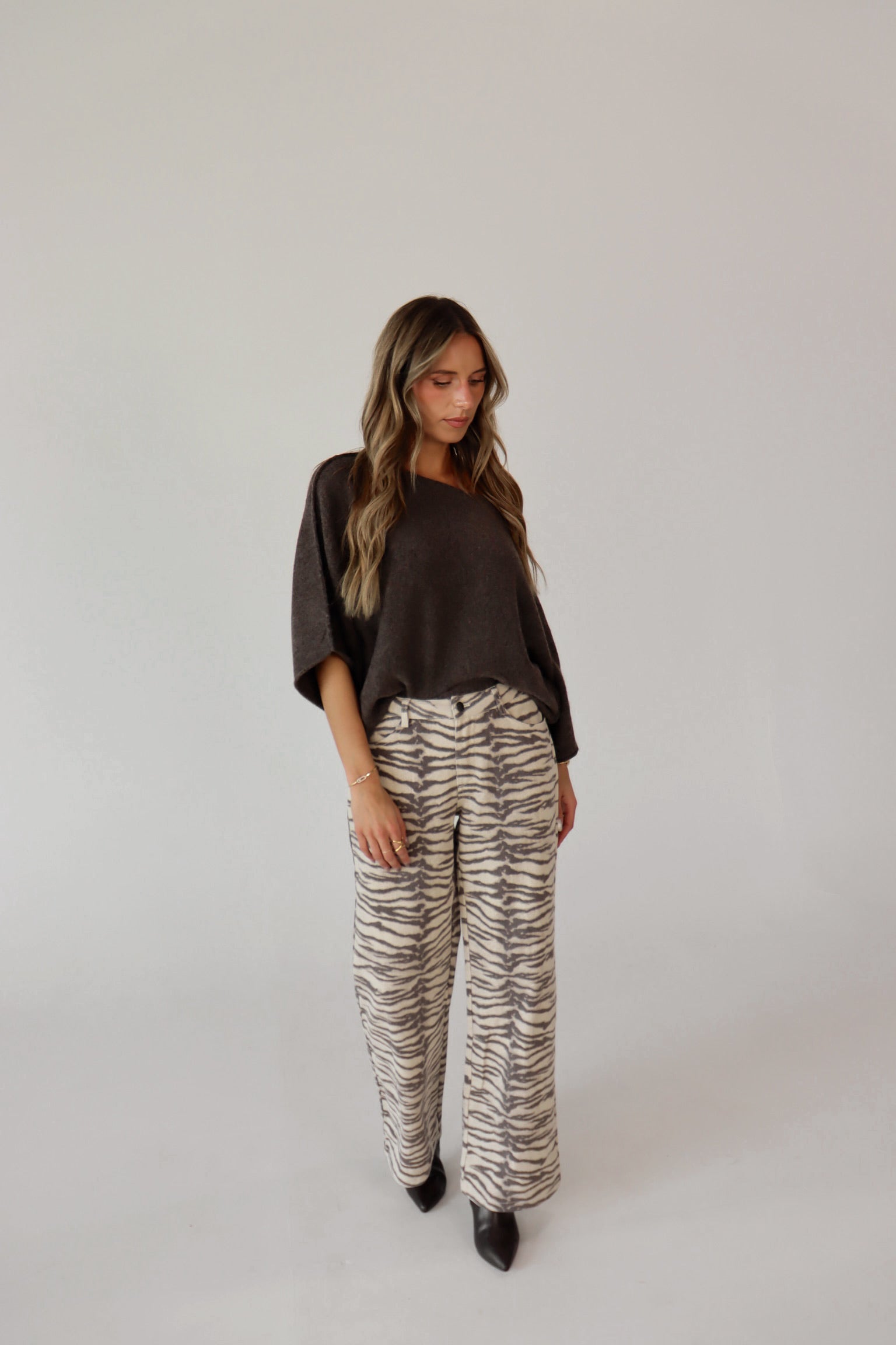 Tiger Print Barrel Jean