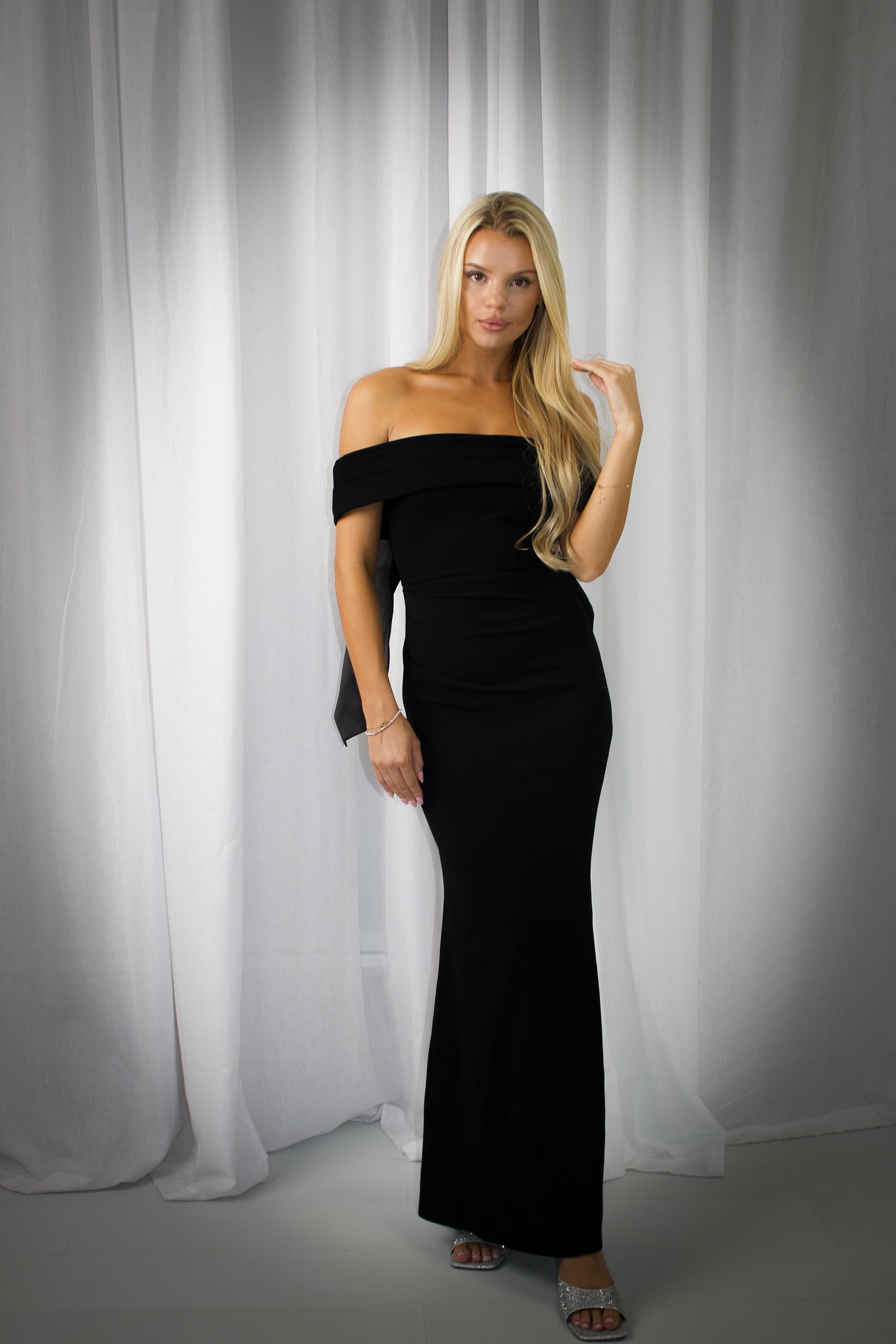 Satin Bow Soirée Maxi Dress