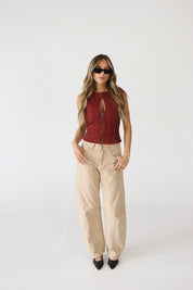 Jovie Burgundy Denim Top