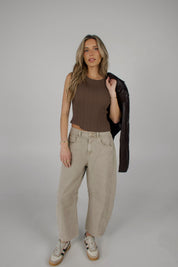 Willow Barrel Jeans In Stone