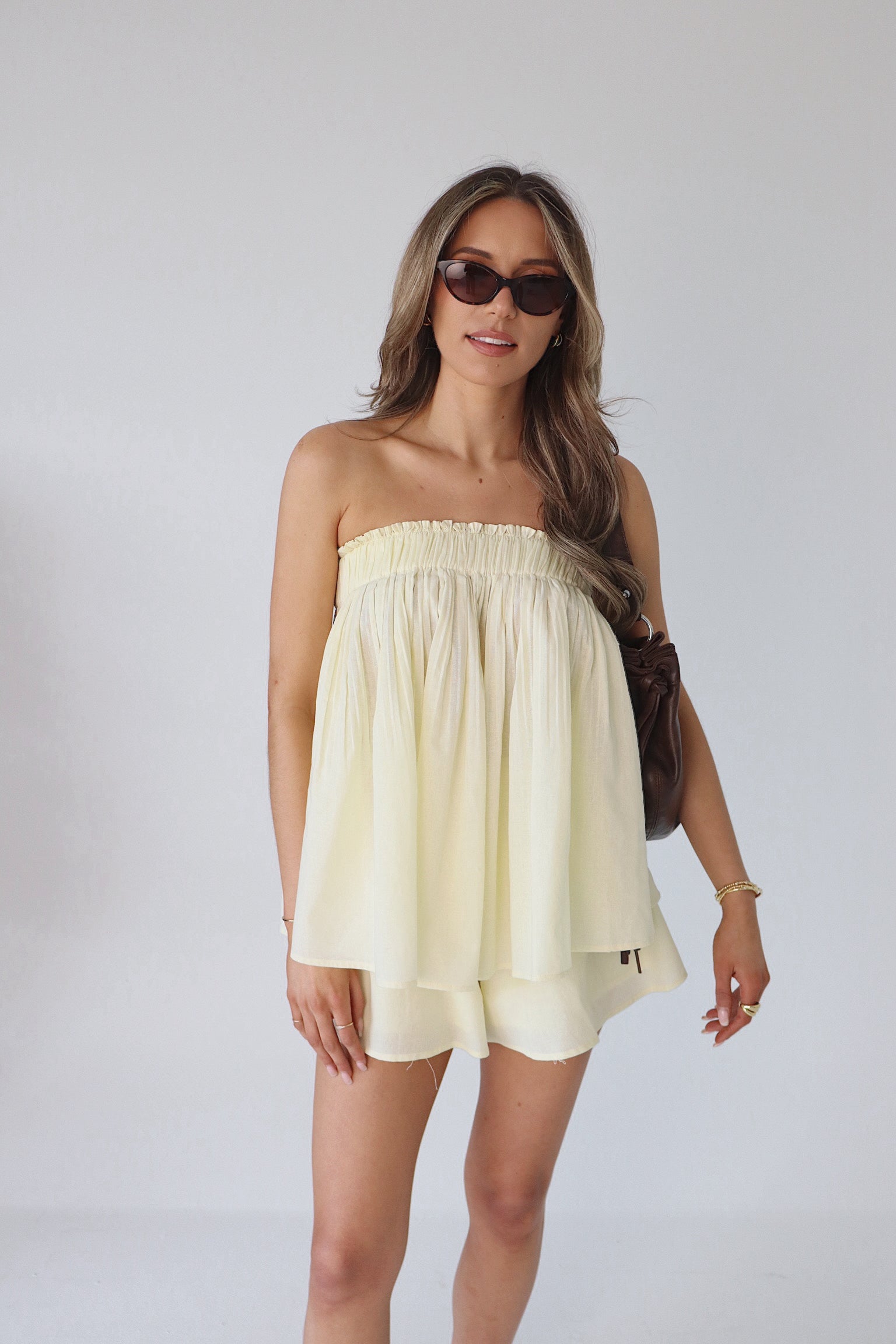 Lydia Light Yellow Short Set
