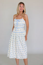 Leila Blue Floral Midi Dress