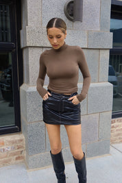 Ana Black Leather Mini Skirt