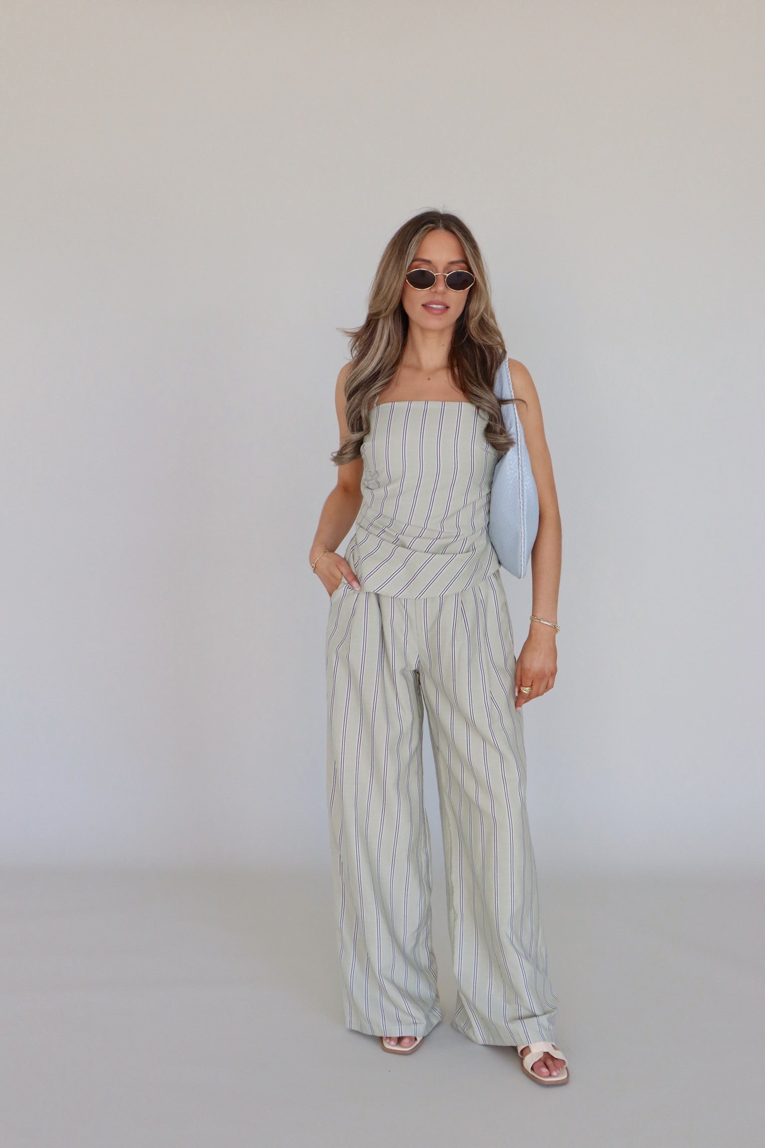 Delilah Pin Stripe Pant Set