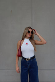Nebraska Ribbed Bodysuit In White