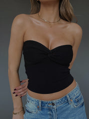 Brooklynn Twist Front Tube Top In Black