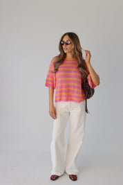 Tessa Striped Knit Short Sleeve