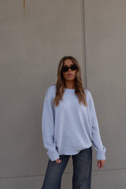 Lenny Grey Cotton Relaxed Sweater