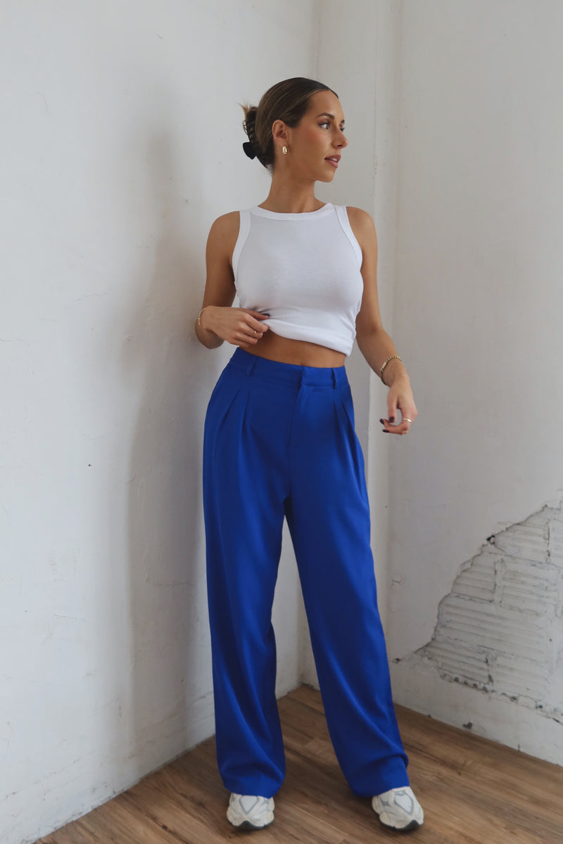 Lizzy High Waist Trousers In Blue