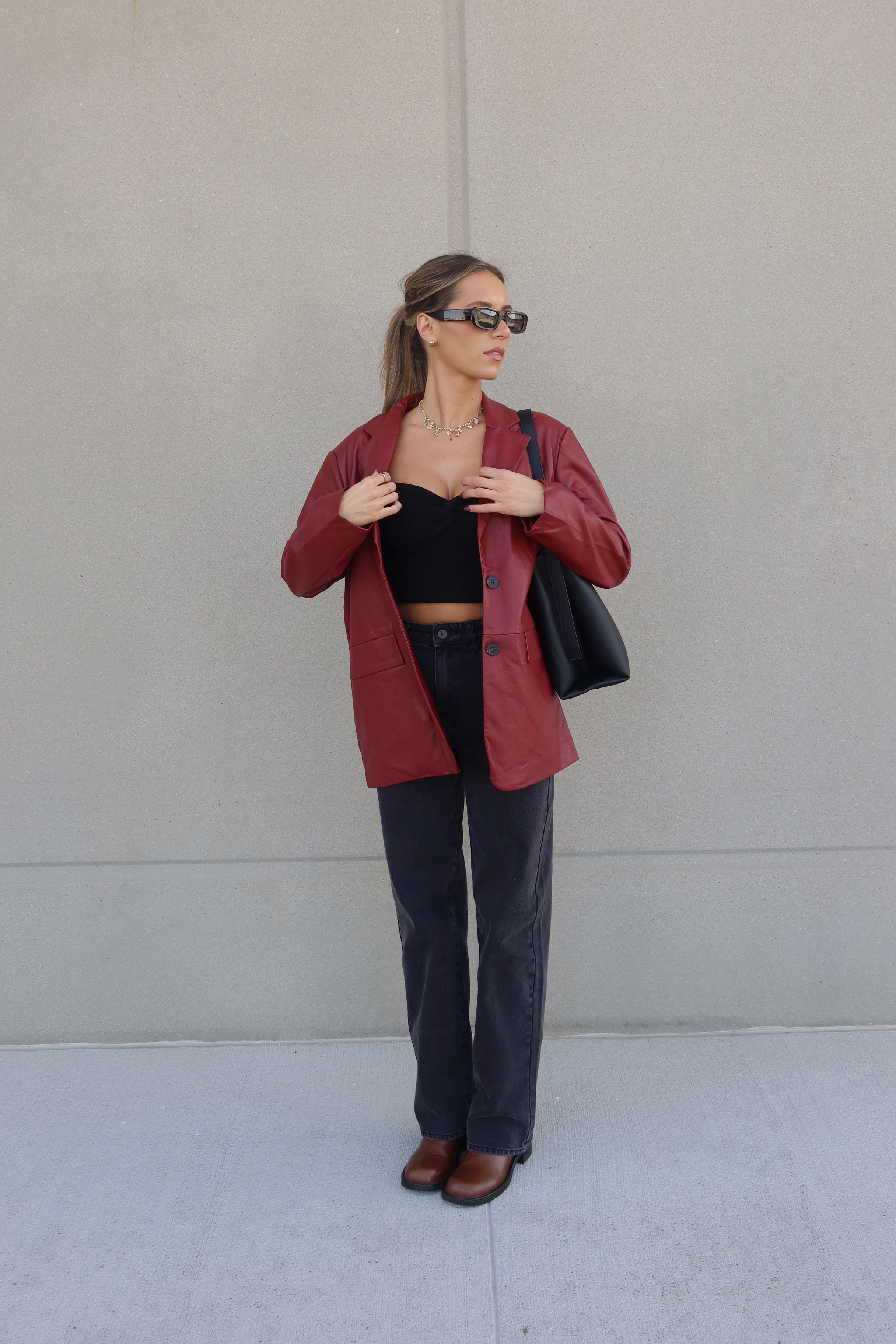 Gianna Boxy Pleather Blazer