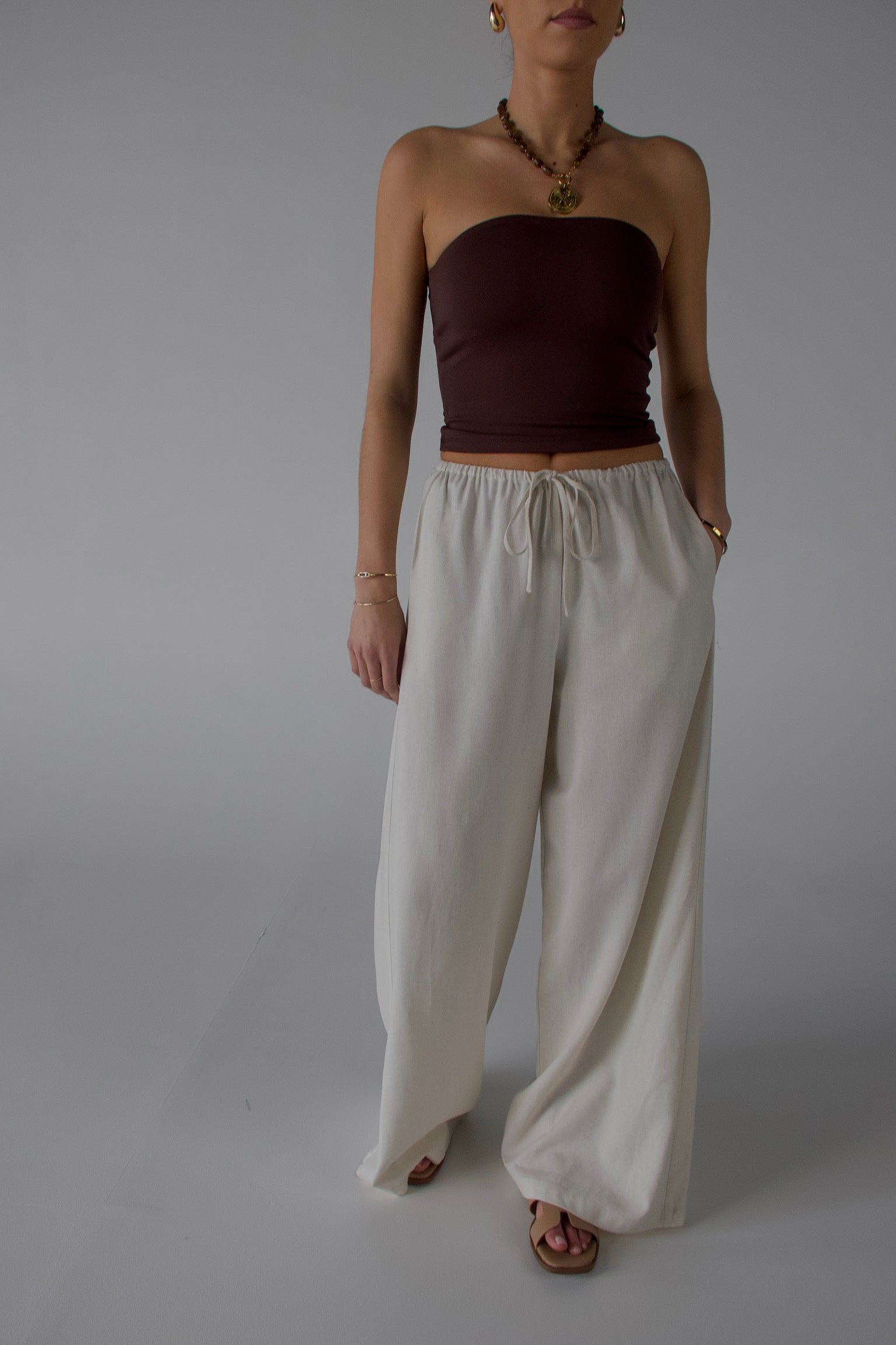 Nylee Seamless Tube Top in Brown