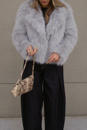 Grey Faux Fur Cropped Jacket