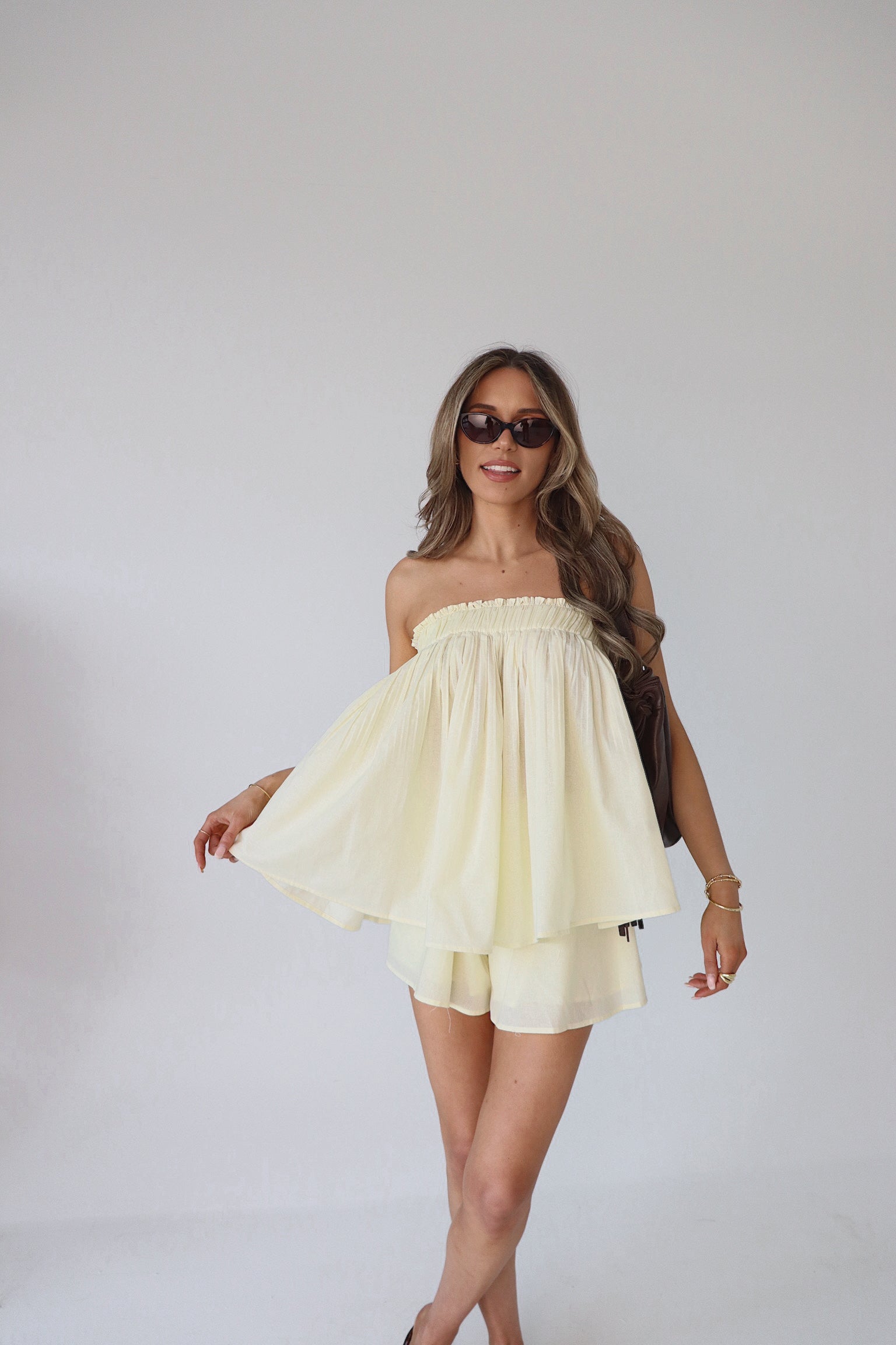 Lydia Light Yellow Short Set