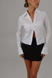 Chic White Button Down Long Sleeve Top