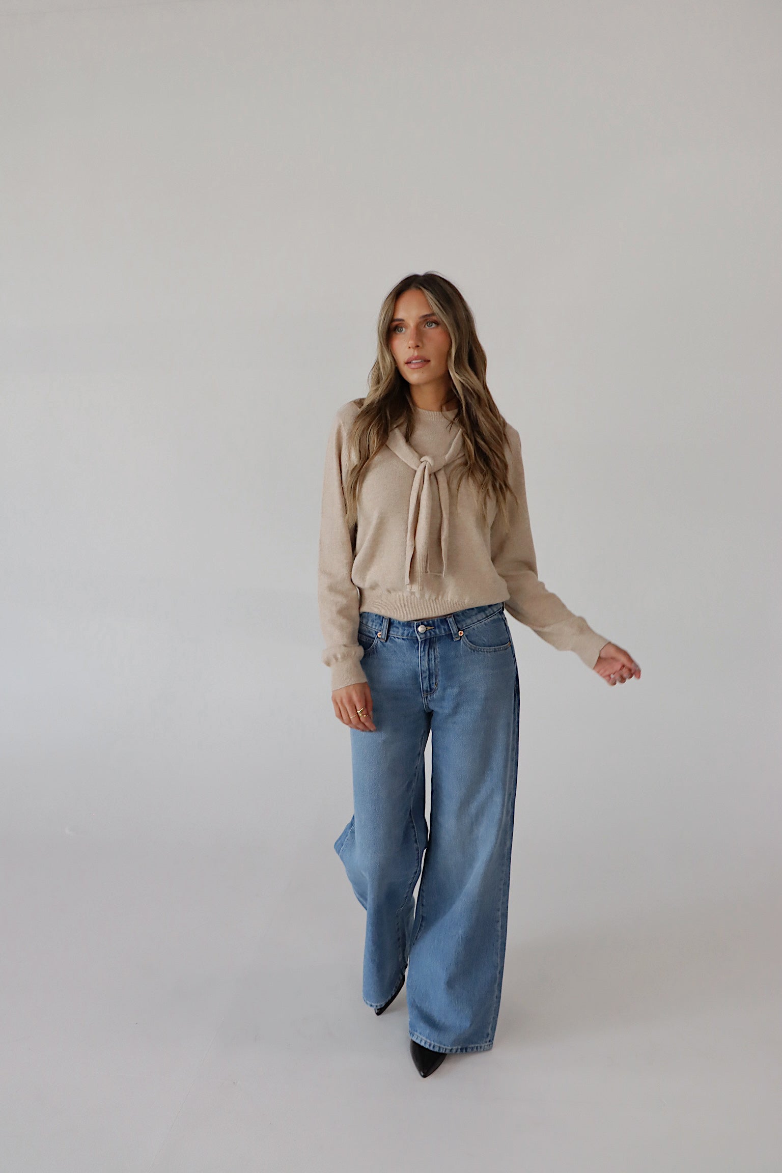 Tied Up Beige Sweater