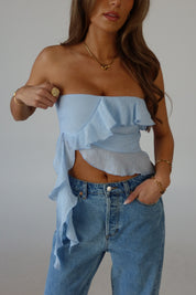 Zoey Strapless Top in Baby Blue