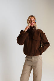 Chocolate Suede Bomber