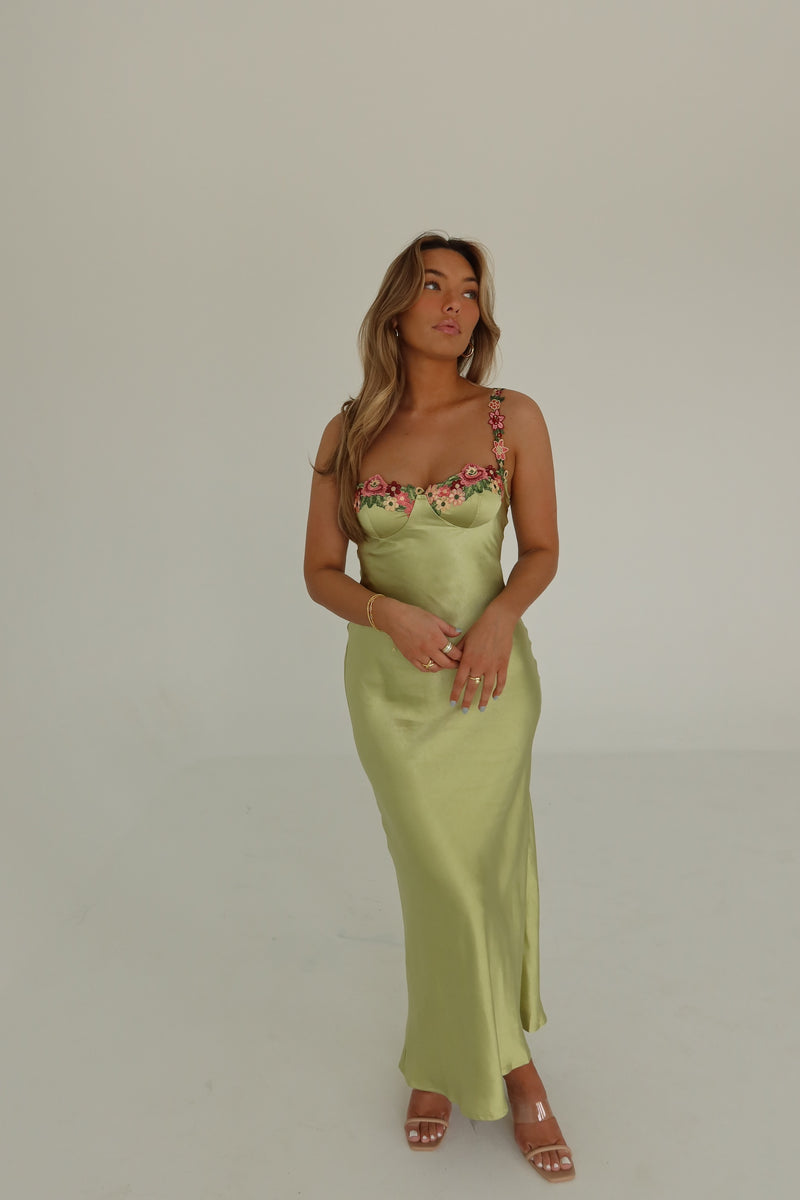 Naomi Floral Hem Silk Maxi Dress