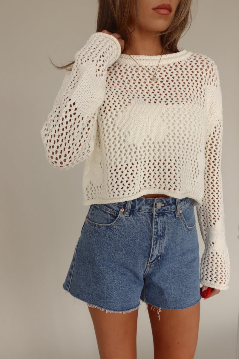 Leah Knit Sweater with Floral Detail