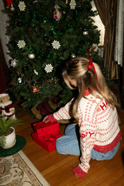 Holiday Spirit Knit Sweater in Cream/Red