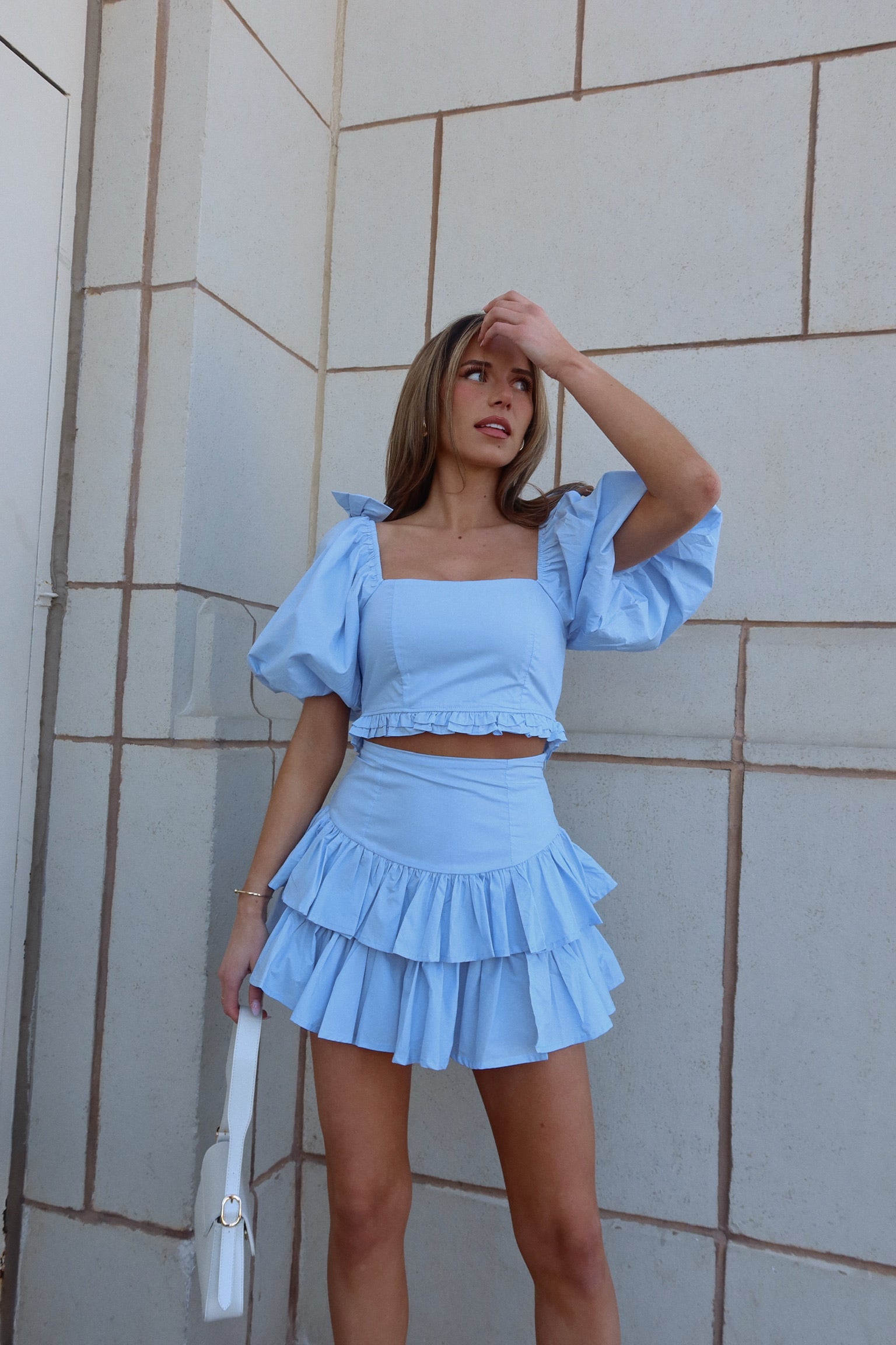 Zoe Puff Sleeve Crop Top And Skirt Set