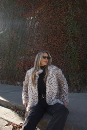 Snow Leopard Faux Fur Jacket