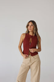 Jovie Burgundy Denim Top