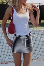 Navy Striped Skort