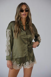Nevaeh Olive Satin Short Set
