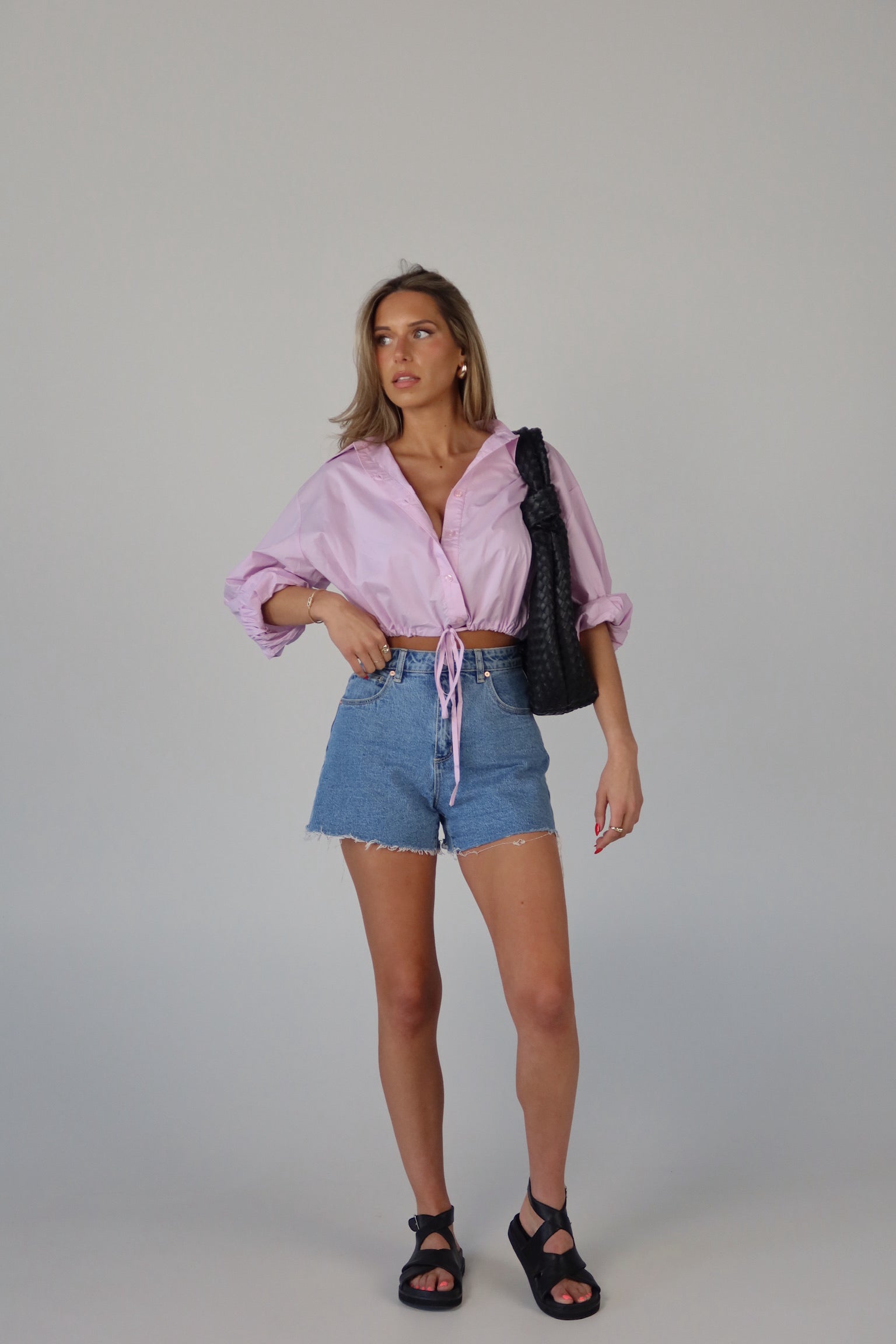 SALE :Danny Drawstring Button Down