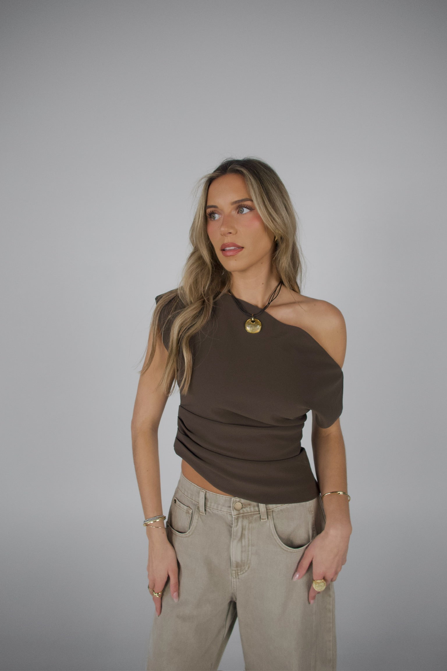 Alyah Asymmetrical One Shoulder Top